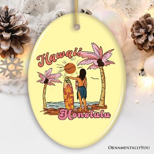 Unique Hawaii Cartoon Art Christmas Ornament, Holiday Gift for Surfers| OrnamentallyYou - 1 of 4