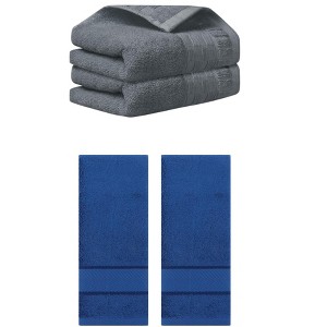 REGALWOVEN 4 Pcs Solid Soft Absorbent Hand Towel for Bathroom 14" x 30" - 1 of 4