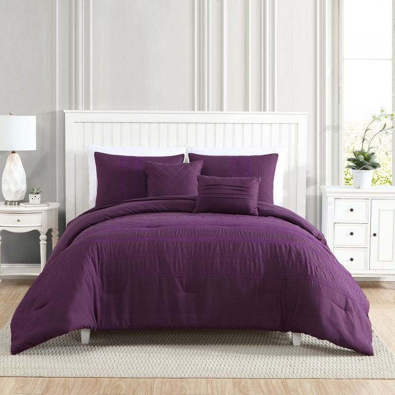 Modern Threads Marie Claire 5 Piece Ada Solid Comforter Set., 3 of 7