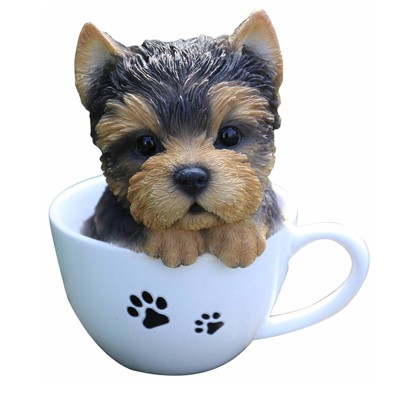6" Polyresin Teacup Yorkshire Terrier Puppy Outdoor Statue Brown - Hi-Line Gift