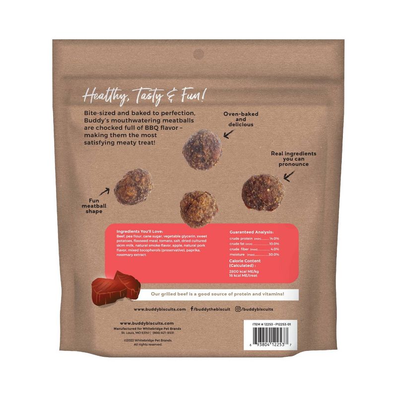Buddy Biscuits Meaty Meatball Bites with BBQ Beef Chewy Dog Treat - 10oz, 3 of 7