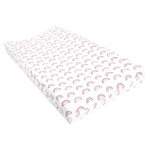 Hudson Baby Infant Girl Changing Pad Cover, Modern Rainbow, One Size - 1 of 2