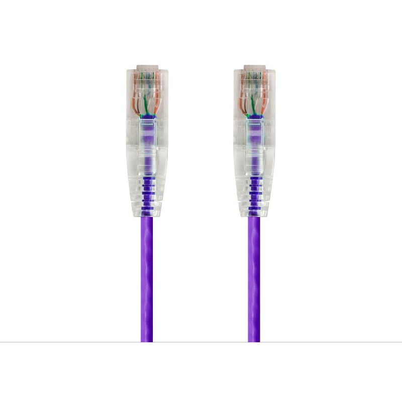 Monoprice Cat6 Ethernet Patch Cable - 7 Feet - Purple | Snagless RJ45 Stranded 550MHz UTP CMR Riser Rated Pure Bare Copper Wire 28AWG - SlimRun Series, 1 of 5