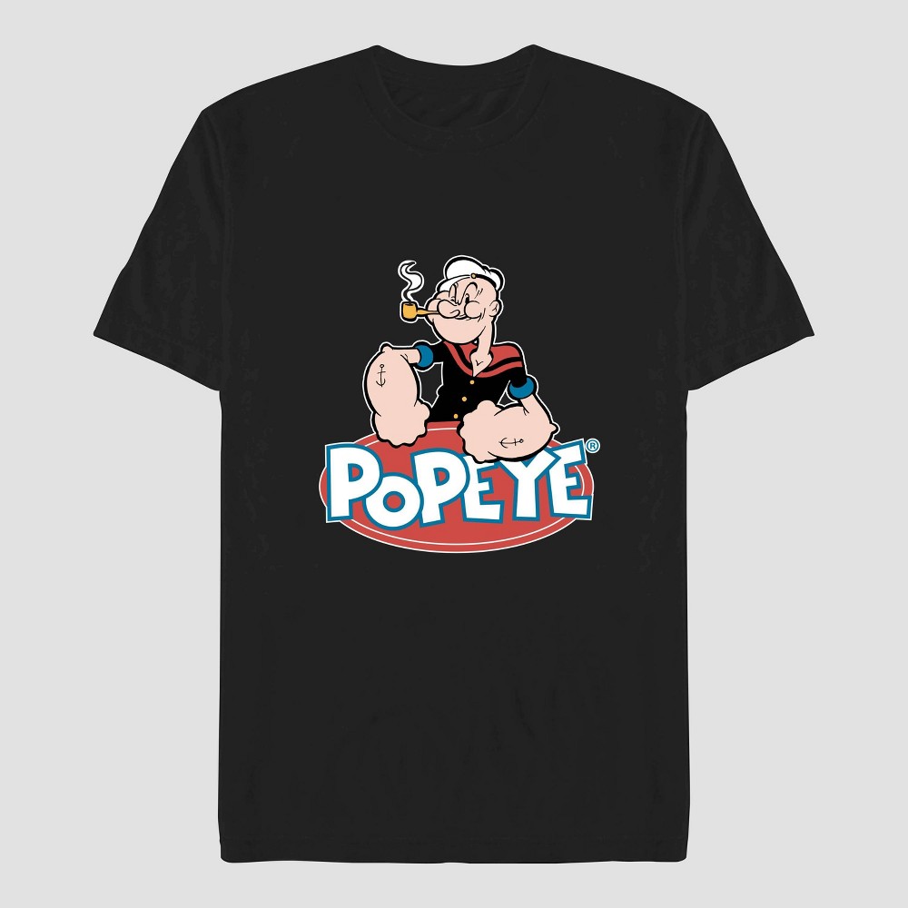 Men's Popeye Short Sleeve Graphic T-Shirt - Black Size L