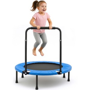 Kids Trampoline Rebounder with Full Covered Handrail and Pad Indoor Outdoor - 1 of 4