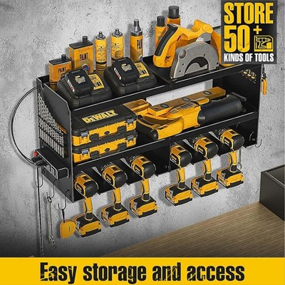 Aghana Digitals Heavy Duty Wall-Mounted Power Tool Organizer for Garage - Holds 7 Drills & Tools,