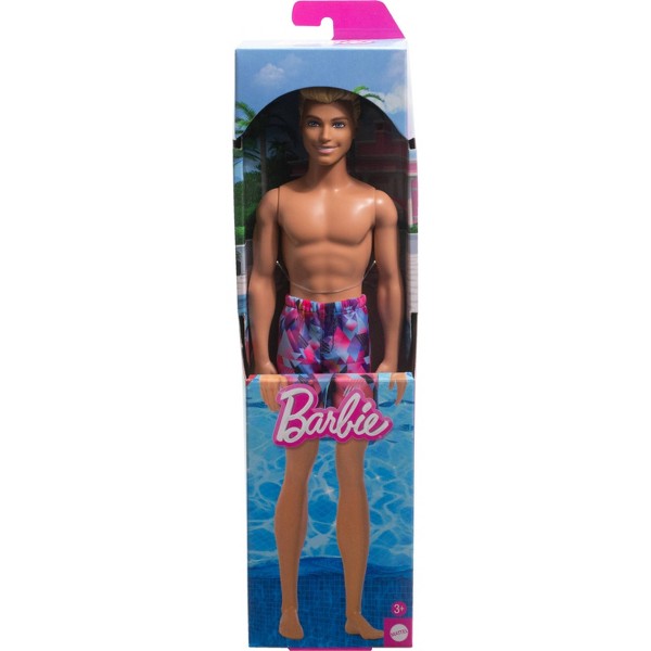 Muñeco Ken de playa Barbie 12.7" cabello rubio/ojos azules con traje de baño morado 5