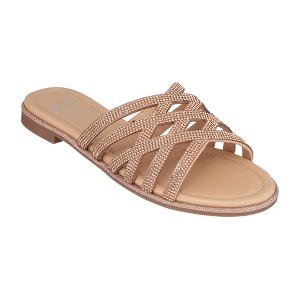 GC Shoes Sage Embellished Laser Cut Slide Flat Sandal - 1 of 4