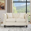 58.8-Inch Velvet Chesterfield Sofa, 2-Seater Tufted Couch with Rolled Arms & Nailhead for Living Room - Includes Two Pillows - 2 of 4