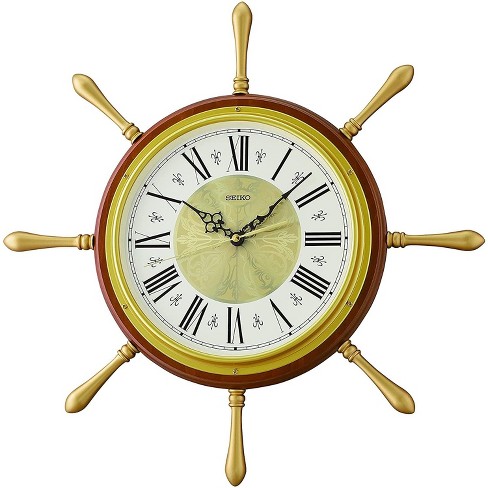 Vintage Nautical Ship Wheel Clock, United Clock Corp. 