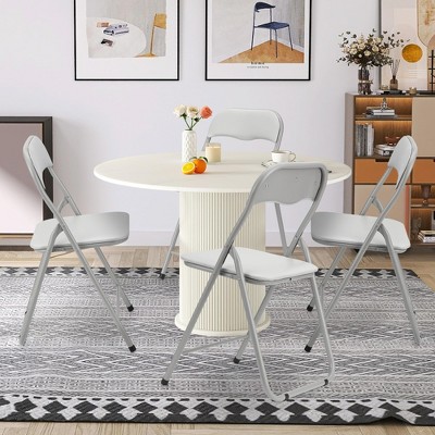 4 Pack Grey Folding Chairs, Indoor Outdoor Padded Cushion and Back Folding Chairs for Home Office Events Wedding Party