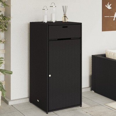 vidaXL Patio Storage Cabinet Black 21.7 in.x21.7 in.x43.7 in. Poly Rattan