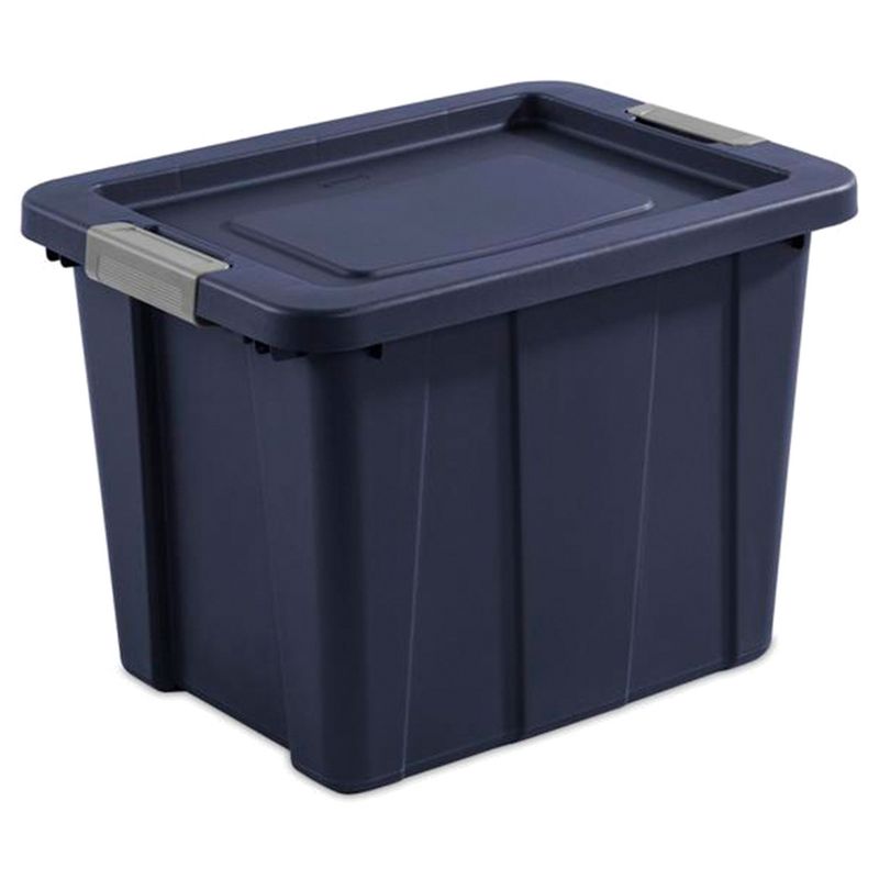 Sterilite Tuff1 18 Gallon Plastic Stackable Basement Garage Attic Storage Organizer Tote Container Bin with Latching Lid, Dark Indigo Blue (24 Pack), 2 of 7
