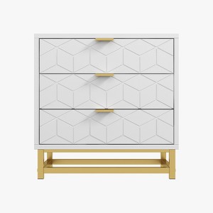 3-Drawer Dresser, Modern Wooden Bedroom Chest of Drawers With Storage Drawers, Farmhouse Style TV Stand for Living Room, Bedroom, Hallway, White - 1 of 4