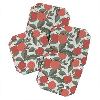 Cuss Yeah Designs Abstract Red Apples Coaster Set - Deny Designs