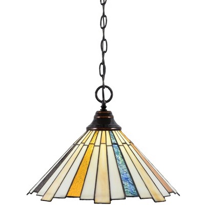 Toltec Lighting Any 1 - Light Pendant in  Black Copper with 16" Sequoia Art Glass Shade