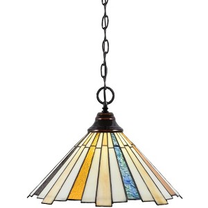 Toltec Lighting Any 1 - Light Pendant in  Black Copper with 16" Sequoia Art Glass Shade - 1 of 1