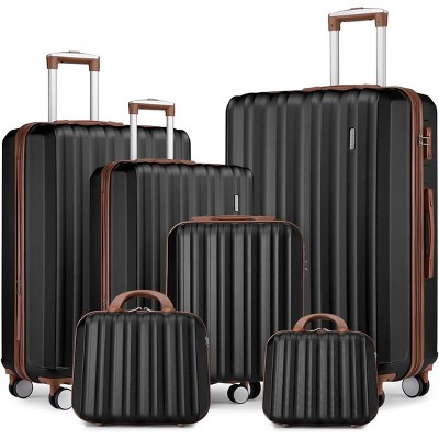 LLHZSY 6 Pcs Lightweight ABS Hardshell Suitcase Set with Wheels
