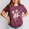S.W.Smiley Pink Flower Silohuette - Women's Short Sleeve Graphic T-Shirt - 3 of 4