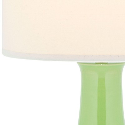 Kiwi Green Ceramic Gourd Table Lamp with White Shade