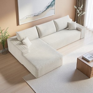 107" Cloud Plush Corduroy L-Shaped Sectional Sofa with Left Chaise - 1 of 4
