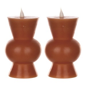 Simplux LED Designer Candle Set – Wax & Plastic – 3.5 x 5.5 Inch, 4 & 8 Hr Timer, Set of 2, Orange By Melrose - 1 of 3