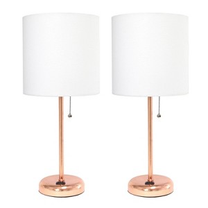 Creekwood Home Contemporary Bedside Table Lamp with Power Outlet - 1 of 4