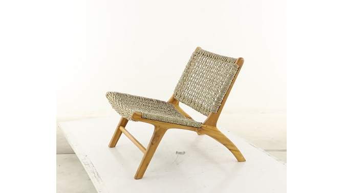 Modern Teak Wood and Woven Seagrass Accent Chair Brown - Olivia &#38; May, 2 of 8, play video