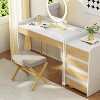 Bamboo folding footstool with bamboo X-legs and seat cushion, suitable for bedroom and living room use - 2 of 4