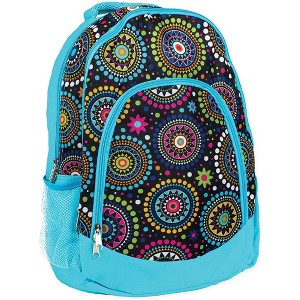 Blue Vibrant Medallion Reinforced and Water Resistant Padded Laptop School Backpack - 1 of 3