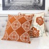 TopComfy Support Pillow Burnt Orange Damask Embroidered Throw Pillow for Boho Geometric Decor, Orange, 17"*17"*10" - 3 of 4