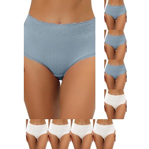 INSPIRE CHIC Women's High Waist Tummy Control Comfortable Lace Trim Ribbed Briefs 9 Packs - 1 of 4