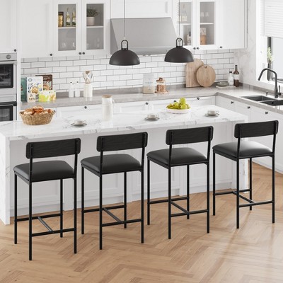Bar Stools Set of 4, Kitchen Bar Stools with Footrest