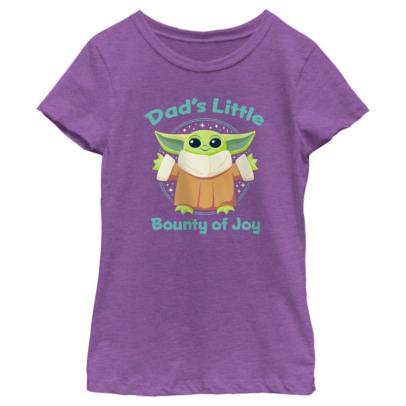 Girl's Star Wars: The Mandalorian Grogu Dad's Little Bounty of Joy T-Shirt, 1 of 5