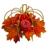 Northlight Autumn Harvest Maple Leaf and Berry Pumpkin Centerpiece - 12" - Orange - 3 of 4