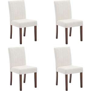 Dining Chairs Set- Upholstered Fabric Kitchen Chairs with Wood Legs & Padded Seats - Living Room Kitchen Furniture - 1 of 4