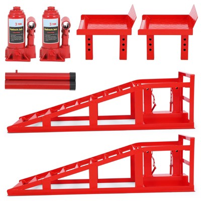 Heavy Duty Hydraulic Car Ramps,5T 11,000lbs Capacity (2 Pack),Adjustable Steel Lift Ramps 11.61"-16.21",Low Profile Ramps for Trucks,Trailers,Garage