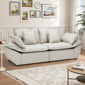 Buenhomino 87" Modern Sofa Loveseat, Modular Sectional Sofa, 2-Seater Comfy Cloud Couch, Deep Seat Couches for Living Room,Soft Faux Leather - 1 of 4