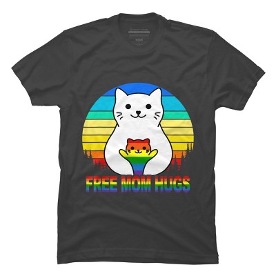 Adult Design By Humans Free Mom Cat Hugs Pride Sunrise By Avocato T-Shirt