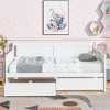 CAVINAS Twin Size Pine Wood Daybed Bed Frame with 2 Storage Drawers,Wooden Bed Frame for Kids Room,Bedroom - 3 of 4
