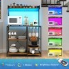 Vynxaria Baker's Rack with LED Lights for Kitchens, Industrial Microwave Stand with Glass Holders, Metal Basket, Multiple Shelves, Rustic Brown - 4 of 4