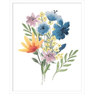 Flower Burst I White Framed Watercolor Graphic Art Print