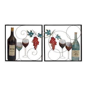 Set of 2 Metal Wine Wall Decors with Grapes Detailing - Olivia & May