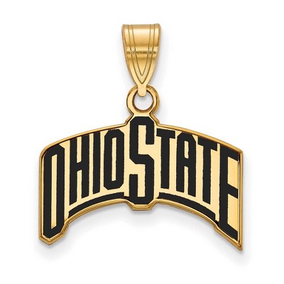 Black Bow Jewelry 14k Yellow Gold Plated Sterling Silver Ohio State Buckeyes NCAA Large Pendant