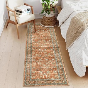 Washable Runner Rugs - Stain Resistant, Non-Slip, Pastel Oriental Runner for Bedroom, Laundry, Hallway - 1 of 4