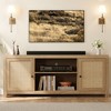 Garvee Boho TV Stand for 75 Inch, Rattan Entertainment Center with 2-Tier Storage, Wooden Media Console Cabinet for Living Room Bedroom Natural Oak - 2 of 4