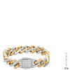 Steeltime Men's two tone stainless steel and 18k gold plated simulated diamonds curb miami cuban link chain bracelet - 3 of 4