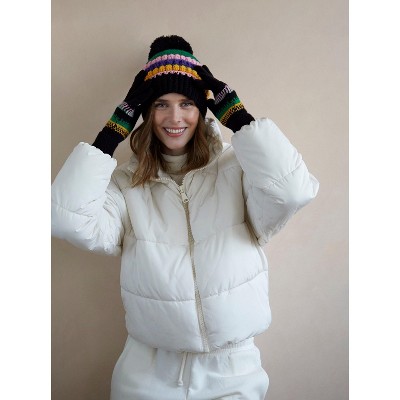 Shiraleah Vargas Multicolored Stripe Knit Beanie with Pom
