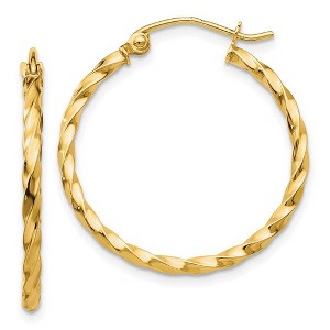 Black Bow Jewelry 2mm, Twisted 14k Yellow Gold Round Hoop Earrings, 25mm (1 Inch) - 1 of 4