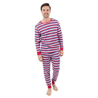 Leveret Mens Two Piece Cotton Pajamas Striped Red White And Blue M : Target